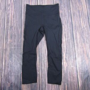 Lululemon Athletica Leggings Womens 8 Black High Rise Yoga Silverescent X-Static